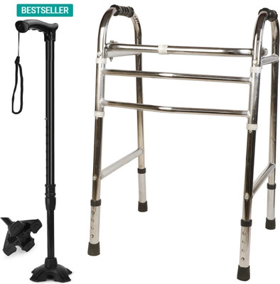 CLASORA Height Adjustable Foldable Men/Women/Old People Walker Walking Stick (FREE) Walking Stick