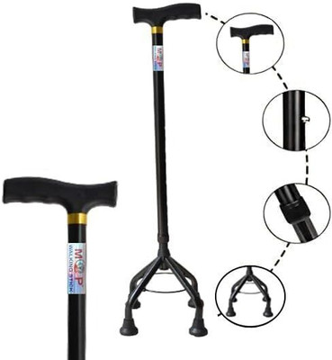 MCP Elevated Black Quadripod Height Adjustable 4 Leg Walking Stick