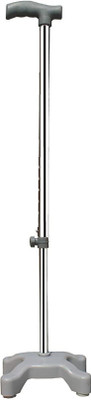 RUNMEX SURGICAL 4 Leg Quadripod Chrome Grey Height Adjustable Walking Stick Walking Stick