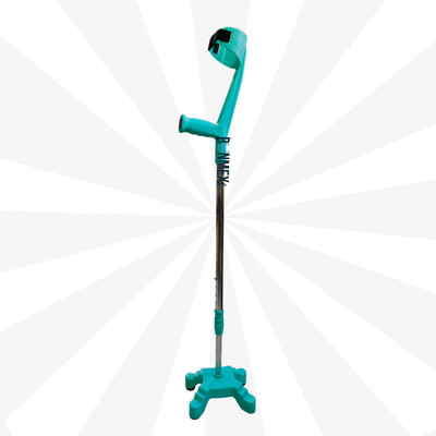 RUNMEX Adjustable Green Elbow Quadripod Walking Stick Comfortable Support for Stability Walking Stick