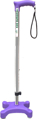 KDS SURGICAL 4 Leg Quadripod Chrome Purple Height Adjustable With Support Walking Stick
