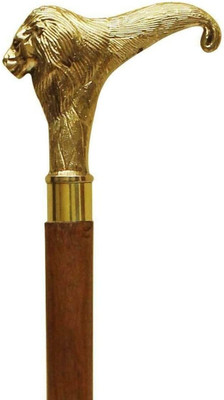 M S RISE 3 FOLD BROWN PUCH LION Walking Stick