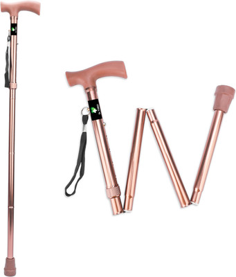 DR DOC Copper Folding Walking Stick with Adjustable Height | Sturdy Aluminium Body Walking Stick