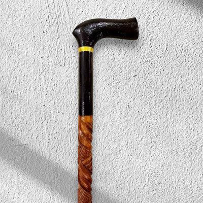 RanaCreation Wooden walking stick in black brown color for grandpa and Grandma Walking Stick