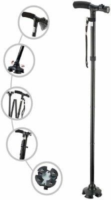 NIJEK STORE Portable Handle LED Light Walking Stick For Old Gentleman 4 Folding Sections Walking Stick