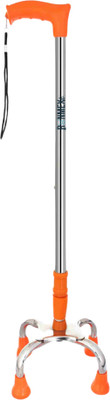 RUNMEX 4LEG Sturdy & Lightweight ORANGE CHROME DORI for Enhanced Mobility Walking Stick