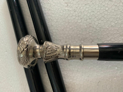 Global Handicrafts Handmade Nickel Finish handle black wood walking stick Walking Stick