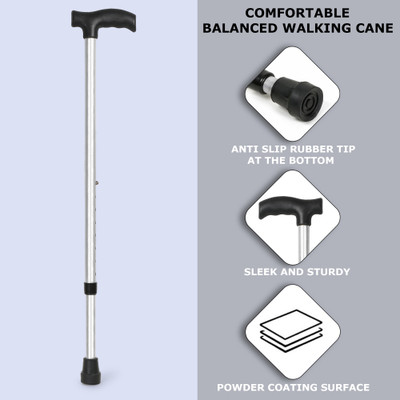 DGARYS Silver Iron Adjustable For Elderly, Patients, and Handicap Individuals Walking Stick