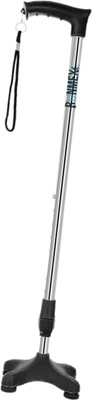 RUNMEX Anti-Slip 4-Leg Walking Stick – BLACK PVC & Adjustable for Comfort Walking Stick