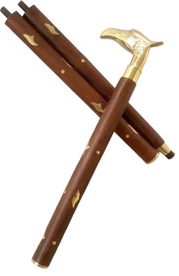 RanaCreation Wooden eagle handle stick in brown 3fold for men and women Walking Stick