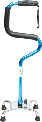 Entros KL921L Portable Height Adjustable 4 Leg Aluminium Stick For Old People with Light Weight & Strong Handle Walking Stick for Old Age Men & Women Walking Stick