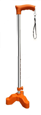 KDS SURGICAL 3 Leg Crome Pvc Orange Height Adjustable Men/Women/Old People Patient Walking Stick