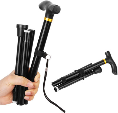 SWADESI BY MCP Folding Stick 4 Section Aluminum Hand Stick Walking Stick For Men/Women/Old Age Walking Stick