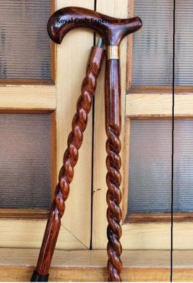 Hithika creation Morning wooden walking stick in 2 fold full rassa Walking Stick