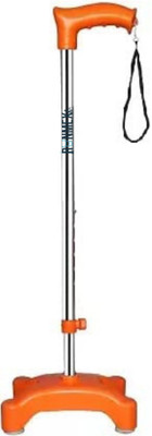 RUNMEX 4 Leg Sturdy & Stylish ORANGE Quadripod Walking Stick for All Ages Walking Stick