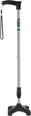 RUNMEX 4 Leg Sturdy & Stylish BLACK PVC Walking Stick for All Ages Walking Stick