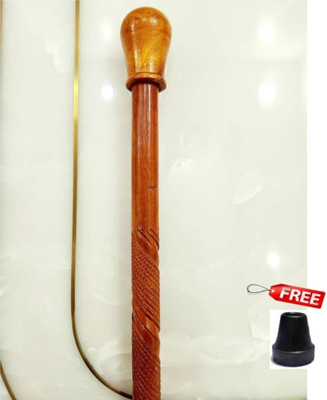Sanvi Creation Mart Wooden walking stick Lattu 36 Inches Base Rubber Pack Of 1 Walking Stick