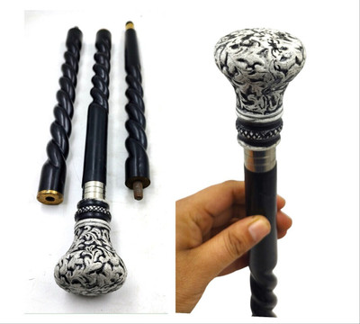 Ascent India Brass Victorian Black & White Royal Handle Black Wooden Walking Stick cane Walking Stick