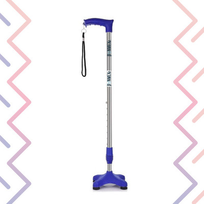 RUNMEX Blue Sturdy Quad PVC Base Walking Stick – Adjustable for Comfort Walking Stick