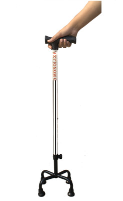 MONOLIZE 4 Leg Chrome Black Height Adjustable Men/Women/Old People Patient Walking Stick