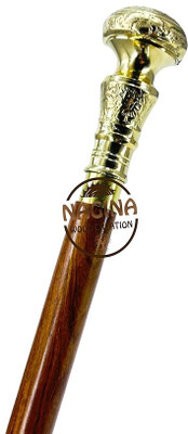 iconartsy Walking Stick Silver Brass Handle Victorian Cane Walking Stick