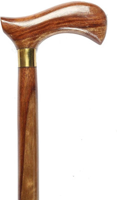 Sanvi Creation Mart Plain Brass Work Pakka Sheesham Wooden Walking Stick 36 Inches Walking Stick