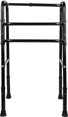 IWALK Height Adj. & Foldable Double Bar | Heavy Duty | Injured & Aged People | Black Walking Stick