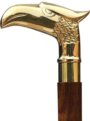 iqra handicrafts Walking Stick Brass Design Handle Foldable Walking Stick Best gift Walking Stick