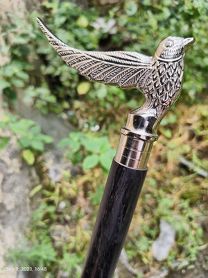 Global Handicrafts handmade silver finish eagle handle black wood walking stick Walking Stick