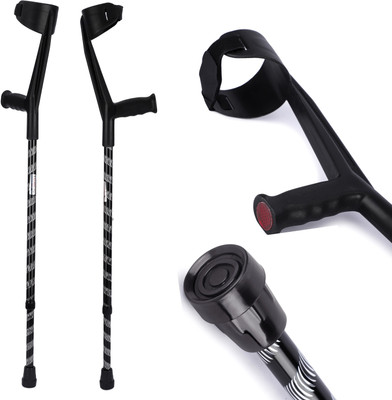 IWALK Stylish Black Elbow Crutch - Universal (Adjustable) Walking Stick