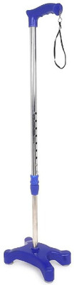 RUNMEX 4 Leg Blue Quadripod Lightweight & Height Adjustable Men/Women/Old Walking Stick Walking Stick