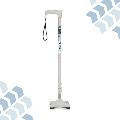 RUNMEX Grey Quad Walking Stick with PVC Base – C-Green Ergonomic Handle Walking Stick