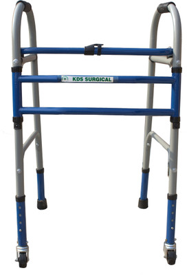 KDS SURGICAL Height Adjustable Foldable Men Women Old Age Patient With Wheel Walking Stick