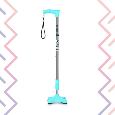 RUNMEX C-Green Non-Slip 4-Leg PVC Base Walking Stick – Strong Support Walking Stick