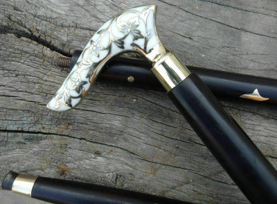 woodbrass Vintage Antique Wooden Walking Stick Brass Cane Head Handle Vintage Style Handle Walking Stick
