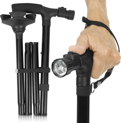 StapX Folding Cane with Led Light Non-Slip Grip Handle for Men & Women Walking Stick Walking Stick