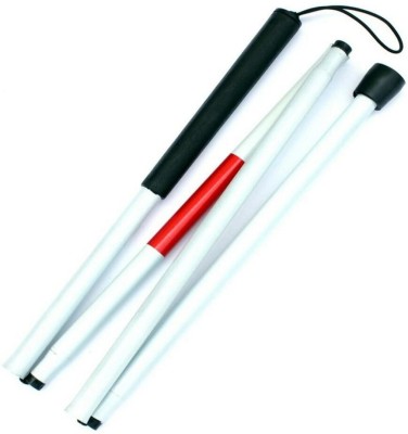 Dr care Aluminium White Blind Walking Folding Cane For Vision Impaired & Blind People Walking Stick