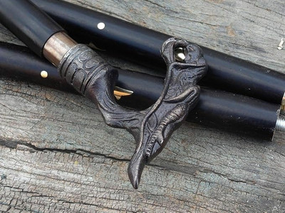 AUNTIQUEINDIA Brass Dragon Handle Cane Walking Stick Walking Stick