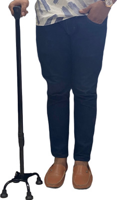 ASR SURGICAL Quadripod Adjustable Walking Stick for Old People (Black) Walking Stick Walking Stick