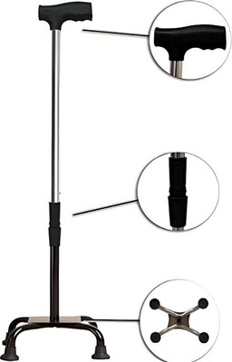 kgn surgical Premium Hight Adjustable Aluminum Four Leg Shaped ws (23) Walking Stick