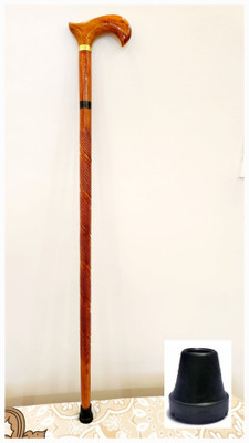 Sanvi Creation Mart Wooden handle adjustable walking stick with base rubber in 36 inches Walking Stick
