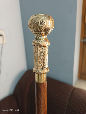 Global Handicrafts Victorian brass handle brown wood walking sticks gift canes Walking Stick