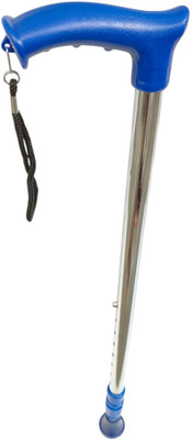 Sanvi Creation Mart Single Leg Walking Stick for Old People with Adjustable Hight (Blue) Walking Stick