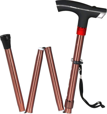 SWADESI BY MCP Folding Walking Stick With LED Light Adjustable Portable Walking Stick Singl Leg Walking Stick