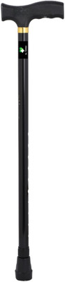 Dr. TORSO Black T- Handle Walking Stick | Steel Body for Men/Women old age People Walking Stick