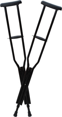 KDS SURGICAL Under Arm Auxilary Crutch Pair Height Adjustable Men/Women/Old People Walking stick -Black Walking Stick