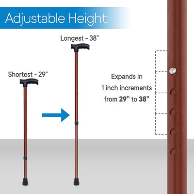 RCSP Walking Stick for Old People Men and Women Aluminum BROWN Walking Stick