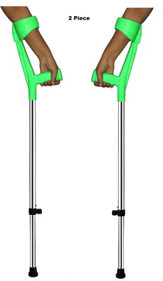 KDS SURGICAL Elbow Crutch Height Adjustable Men/Women/Old People Patient Green 2 Piece Walking Stick
