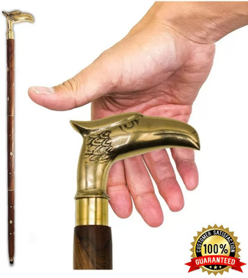 SANHARI CRAFTS Brass Eagle handle Sheesham Wood Walking Stick , Size: 36 -inch Walking Stick