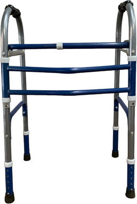 Crown Surgical Adult Double Frame Folding Walker With Height Adjustable & Weight Balanced Walking Stick